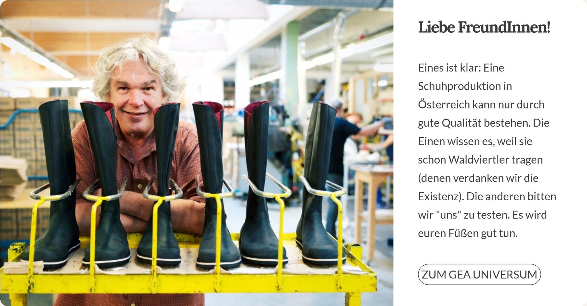 Heini Staudinger in der Schuhwerkstatt